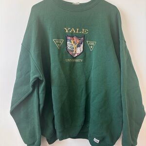 Vintage Embroidered Yale University Green Sweater